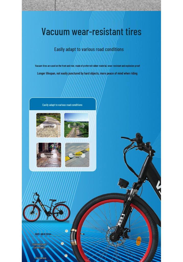 26-inch Lithium Battery Mountain Bicycle for Adults & Students – Shock Absorbing, Ideal for Outdoor Riding & City Commuting
