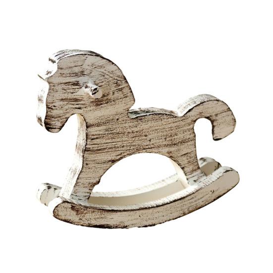 Hand-painted Wood Rocking Horse Figurine Vintage Miniature Rocking Horse Statue Home Office Living Room Desktop Decoration Ornament