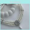 Parelketting Met Sprankelende Bloemhanger Meerlagig Retro Statement Voor Vrouwen