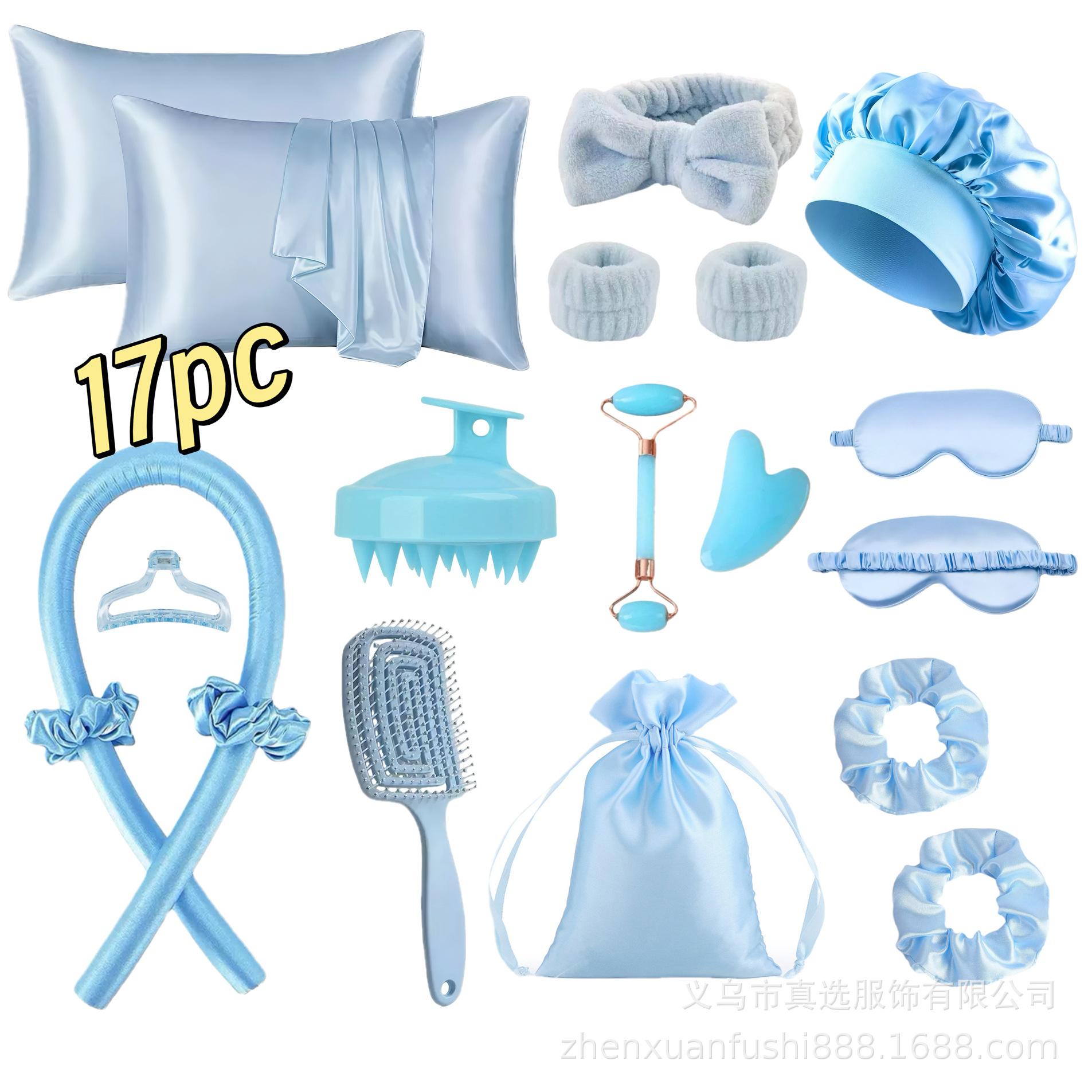 

Imitation silk pillowcase imitation silk satin pillowcase solid color небо синє кольору