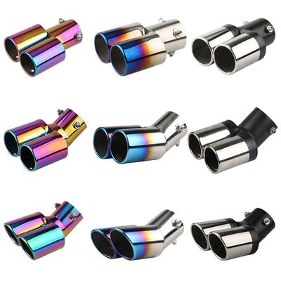 Car Exhaust Tip Stainless Steel Dual Tailpipe Throats Muffler Exhaust Tip Auto Modification Supplies