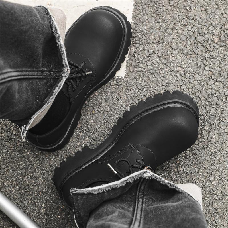 Paris Derby Shoes Men's and Women's High-end Minimalist Wind Carbon Black Big Head Leather Shoes Commuter Casual Loafers 1026-J