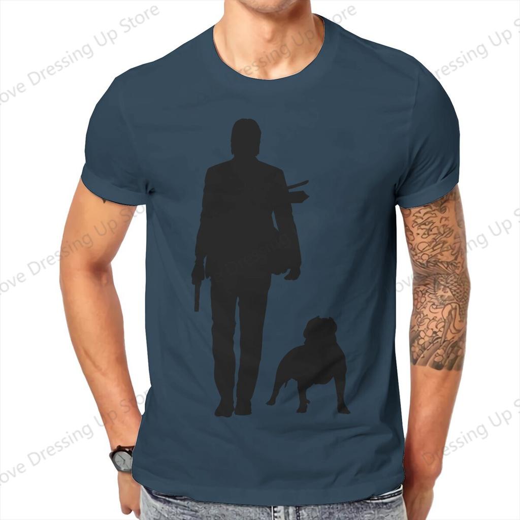 Cute Dog John Wick Movie T Shirt Alternative Oneck Cotton  Short Sleeve