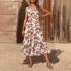 Women's Casual And Fashionable V-neck  Sleeveless Printing Mid Length Dress
