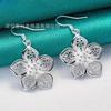 Silver Openwork Floral Earrings, Trendy Women's Jewelry.