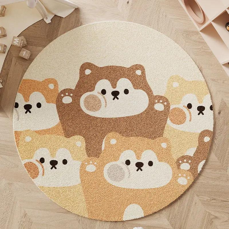 Girly Style Living Room Decoration Plush Carpet Cartoon Children's Room Round Rug Fluffy Soft Rugs for Bedroom Home Thick Mat