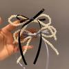 Fairy Ribbon Bowknot Pearl Barrettes Korean Style Sweet Fresh Side Clip Elegant Bow Duckbill Clip Temperament Headdress