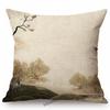 Traditional Chinese Ink Oil Painting Mountain Scenery Cotton Linen Sofa Throw Pillow Case Home Decoration Car Cushion Cover Case