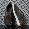 Men's Le Fu Shoes, Men's Casual Formal Shoes, Black Spliced Mesh Surface, Lightweight and Durable, Outdoor Hiking Shoes
