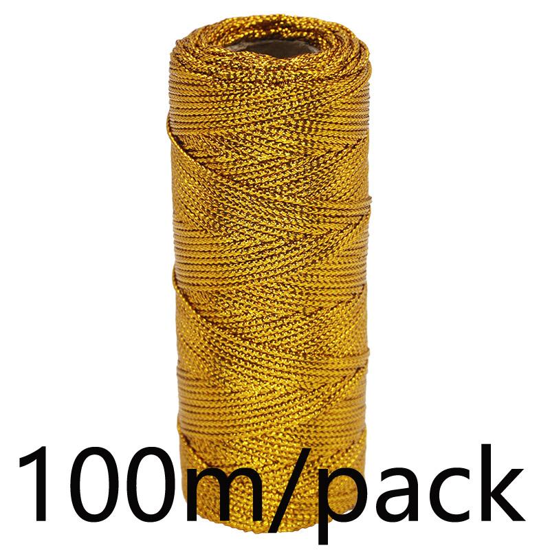 (100 Meters/roll) 1mm Wide 16 Strand Braided Hollow Gold Wire Gift Box Packaging Zip Tie Holiday Party Decoration Ribbon DIY