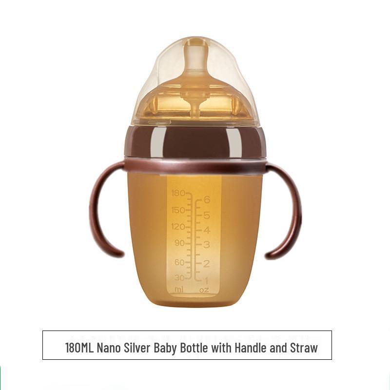 Wide-Mouth Silicone Baby Bottle with Handle, Anti-Colic, Breastfeeding Mimic, Gravity Ball for Weaning.