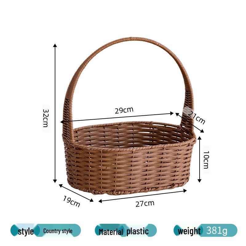 Pastoral Woven Rattan Flower Basket for Home Storage and Picking