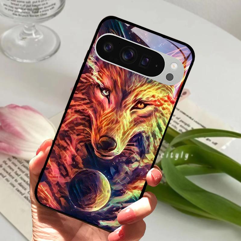 For Google Pixel 9 Pro XL Case Pixel9 Cute Animal Tempered Glass Phone Cover For GOOGLE PIXEL 9A Glass Protective Fundas Cases