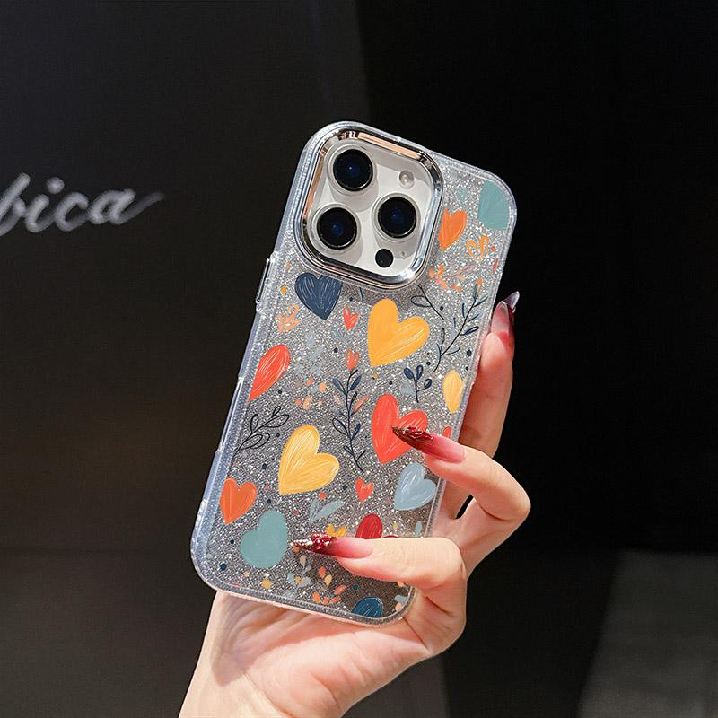 Gradient Colorful Daisy Heart Phone Case for iPhone 17 Pro Max 16 15 14 11 12 13 Mini Cover Plus 17 Promax Fashion Case