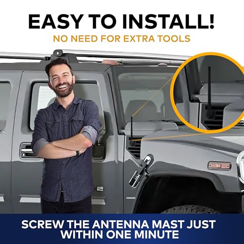 7 černých vnějších anténních stožárů pro Hummer H2 2003-2009 - Náhradní antény pro automobily, nákladní vozy a SUV - Kompatibilní s FM a AM rádii - Auto a Tr