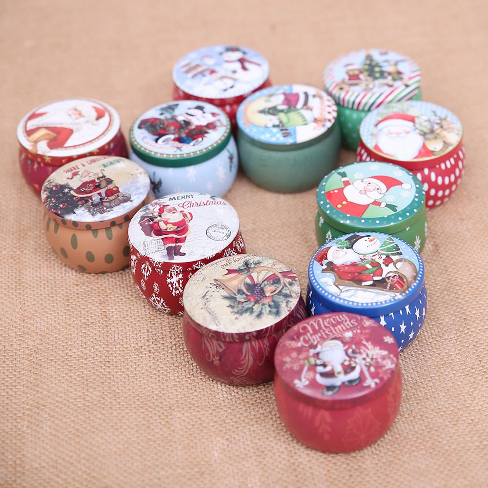 Decorations Metal Christmas Gift Candy Box Round Storage Xmas Durable Boxes