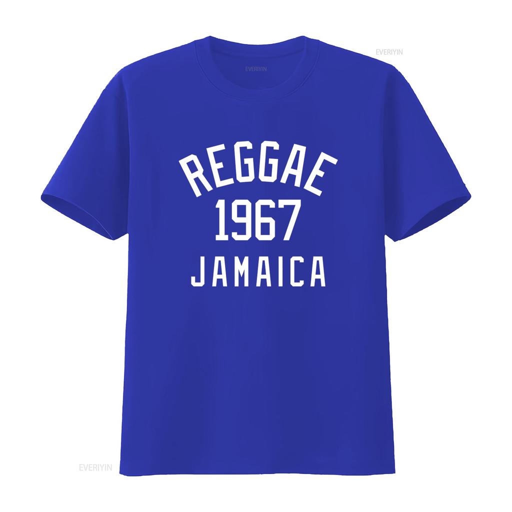 Reggae 1967 Jamaica Print T Shirt for Retro Style Casual Vintage Washed Top For Everyday Wear Versatile Homme Graphic Fashion
