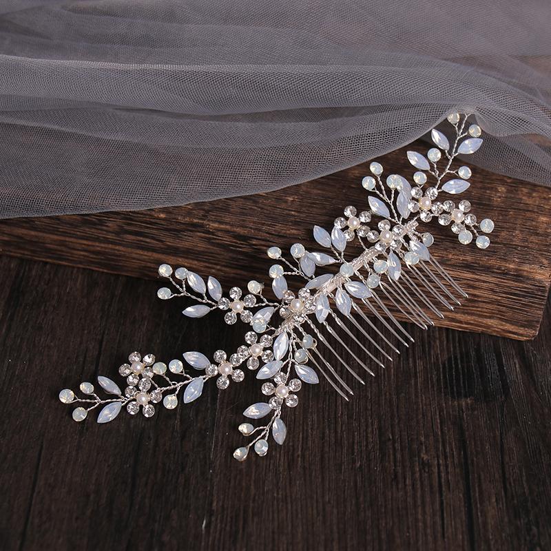 Bride Combs Silver Rhinestone Flower Headdress Gold Crystal Hair Dress Wedding Accessories Bridesmaid Headband Gift Headwear