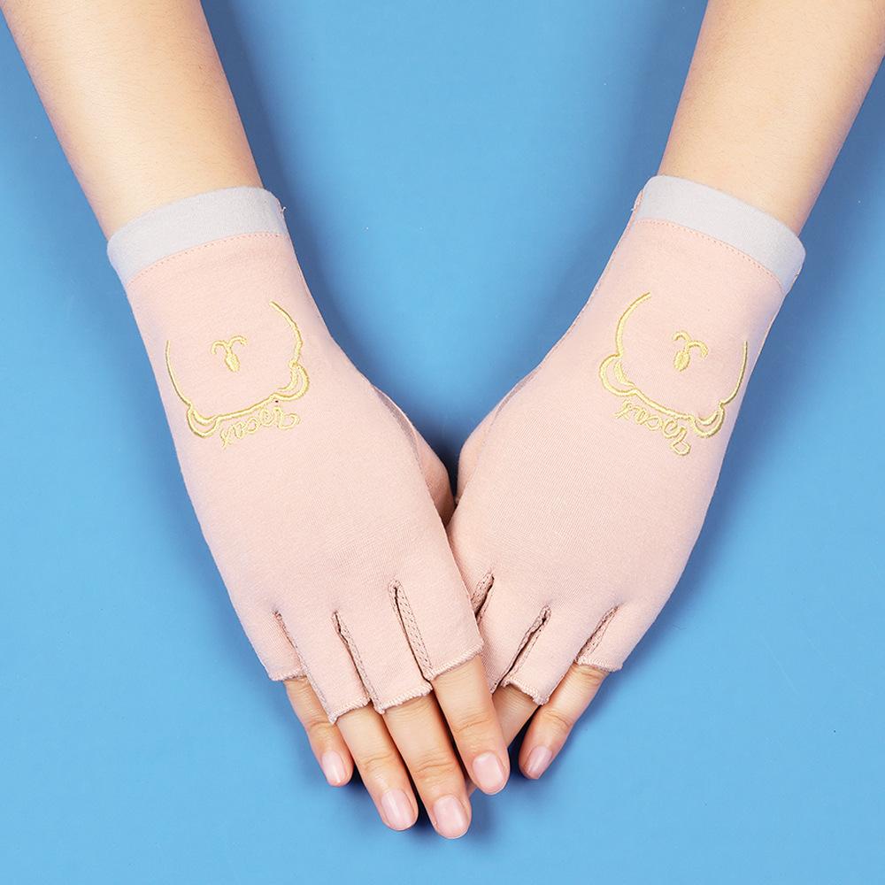Sunscreen Gloves with Thin Fingers for Women In Summer Driving and Riding Anti Slip UV Tea Picking Manicure Half Finger Gloves