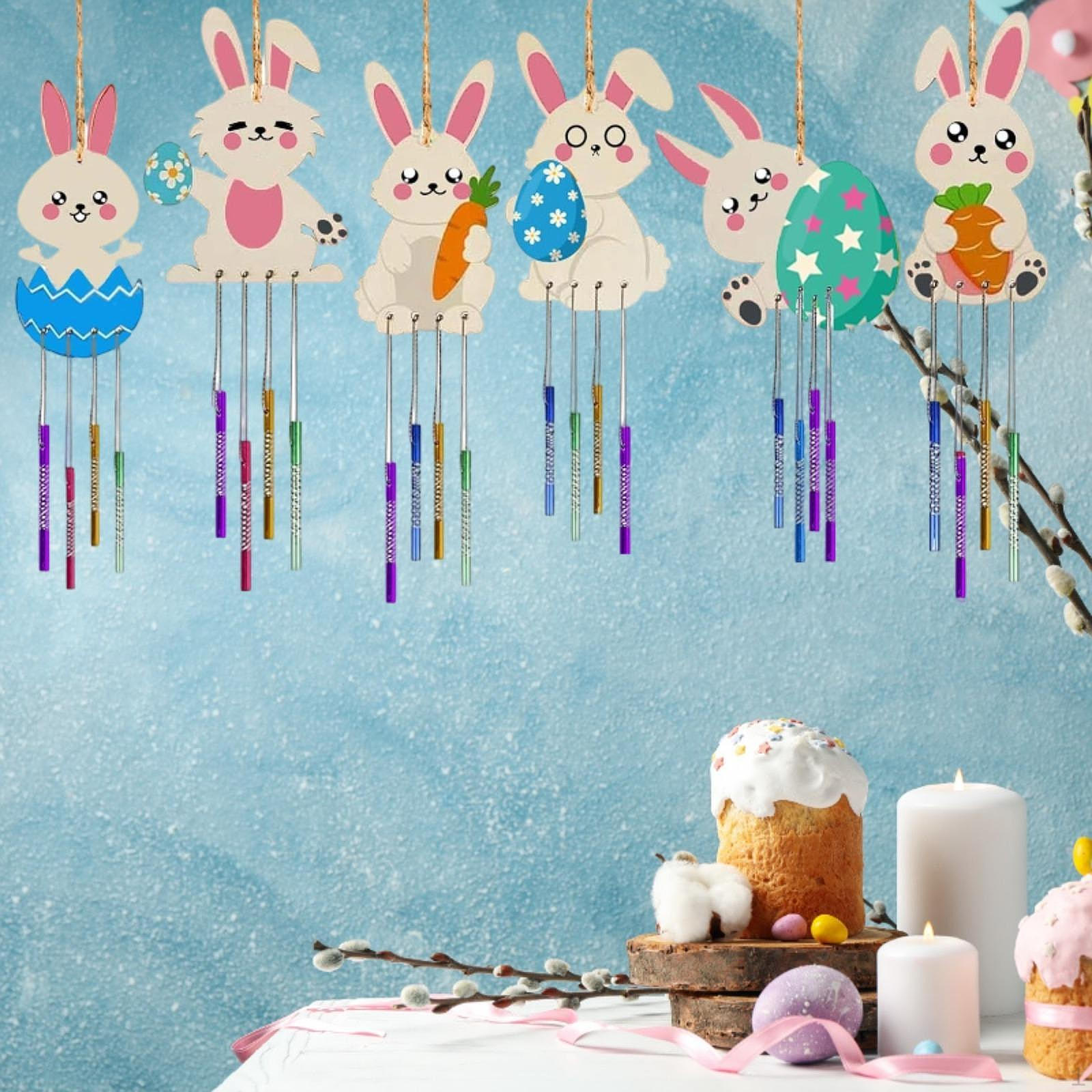 

12x Wind Chime Making Kit DIY Wooden Animal Chimes Crafts Coloring Art and Craft for