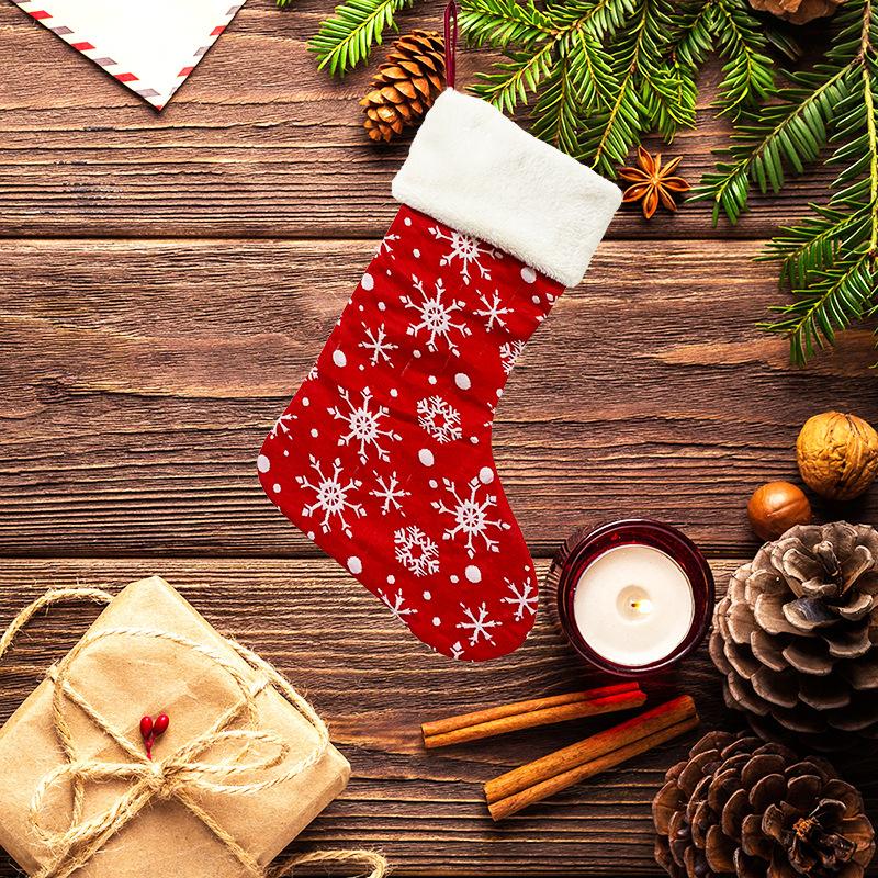New Christmas Decorations Christmas Socks Gift Bag Home Decorations Large Red Snowflake Christmas Socks