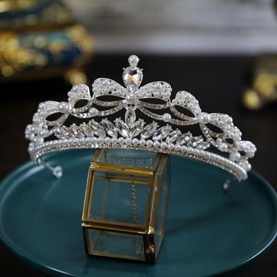 Perle Neuer Bogen Super Fee Braut Hochzeitskrone Tiara Kristallkrone Tiara Haaraccessoires Haupt-Hochzeitsaccessoires