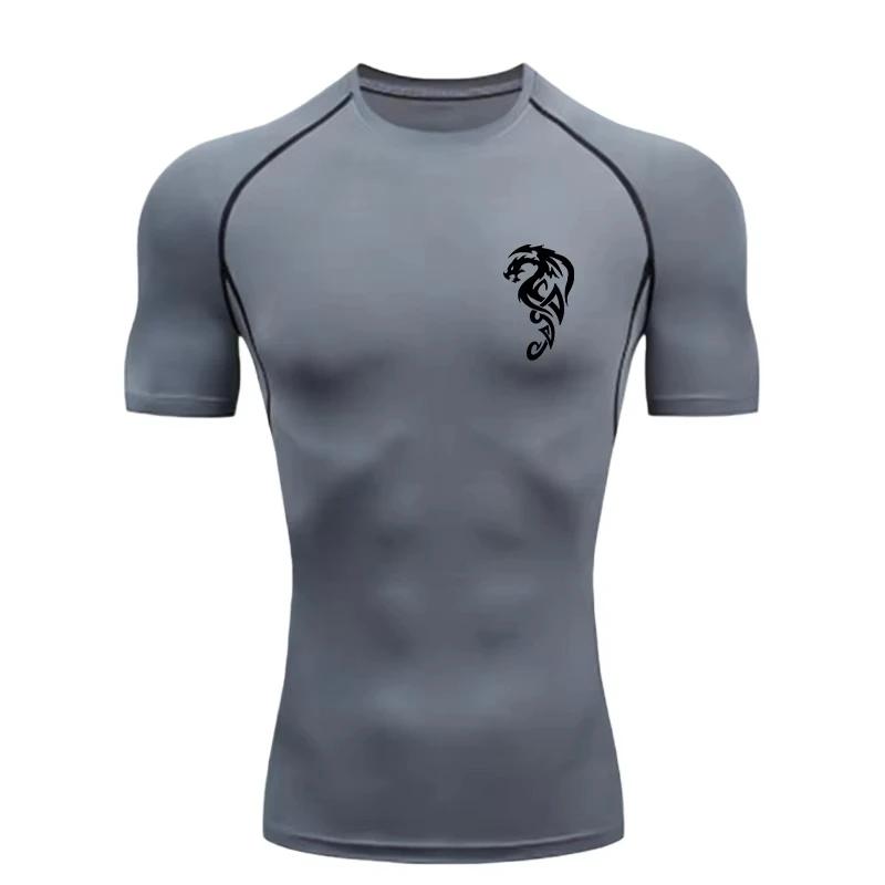 Mysterious Dragon Compression Shirt for Men Short Sleeve Rash Guard Gym Workout Running Tshirt Summer Athletic QuickDry Tees Top
