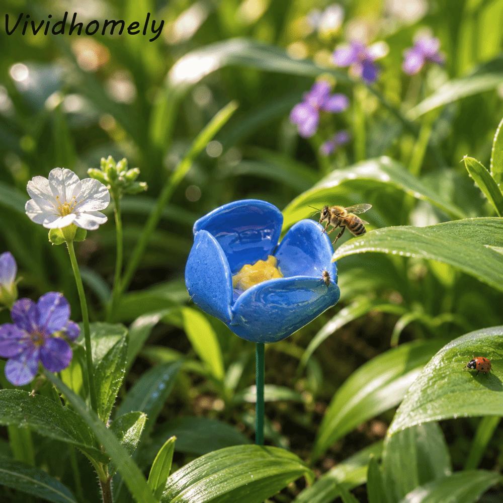 3Pcs Flower-Shaped Bee Butterfly Water Dispenser Garden Decoration DIY Bee Watering Station Gifts Ceramic Insect Drinking Cup