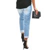 Ladies' Color Loose Casual Ripped Casual Jeans