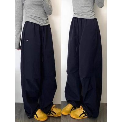 Retro Work Pants for Women Casual Sports Pants Loose Lazy Style Wide-leg Pants Parachute Trousers