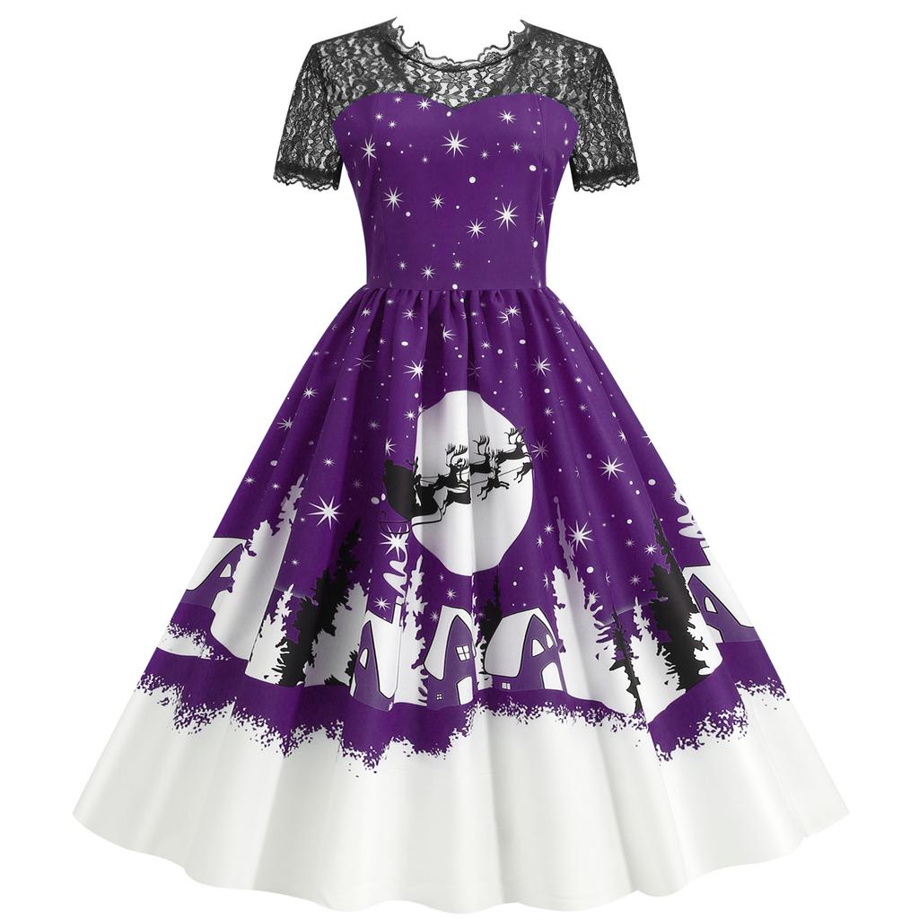 QICED Fashion Summer Spring Short Sleeve O-Neck Casual Dresses