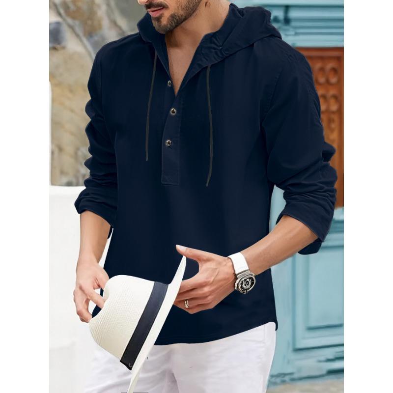 American Half Cardigan Jacket Summer Fashion Casual Sweat Cloth Hooded Long Sleeve Men's Top Shirt