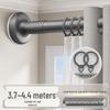Silent Curtain Track with Punch-Free Installation - Balcony Side & Top Mount Slide Rail with Pulley and Hook Guide.