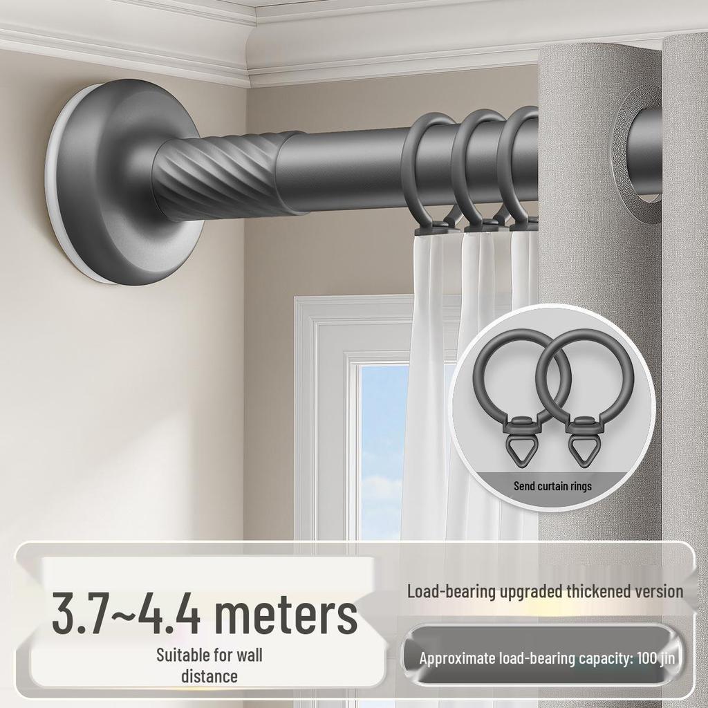 Silent Curtain Track with Punch-Free Installation - Balcony Side & Top Mount Slide Rail with Pulley and Hook Guide.