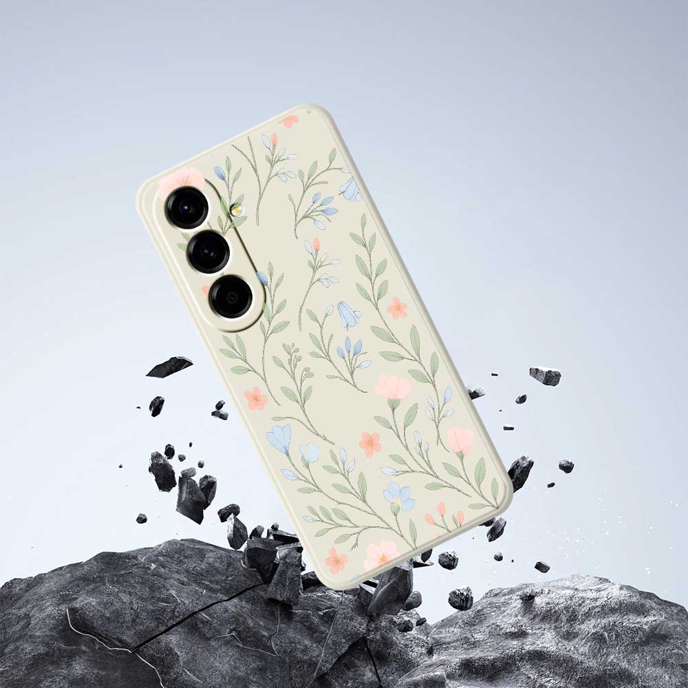 For Samsung Galaxy A56 5G Case Pink Blue Flowers Pattern Printing Straight Edge TPU Phone Back Cover