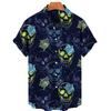 Tendenza Estiva Stampa Floreale Teschio Camicie da Uomo Top Manica Corta Hawaiano Streetwear alla Moda Abbigliamento Casual da Esterno per Uomo e Donna Camicetta