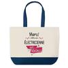 Tote Bag - PLANETEE - Thank You Awesome Electrician - Blue Background - Cotton 40x45 Cm - Made In France
