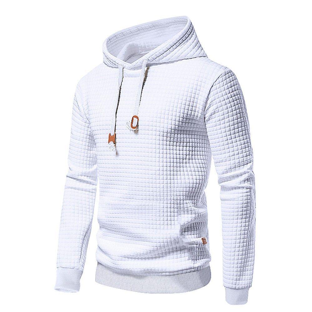 2026 New Men's Hooded Plaid Sweater Youth Casual Sports Jacquard Pullover Jacket Thin Pullover