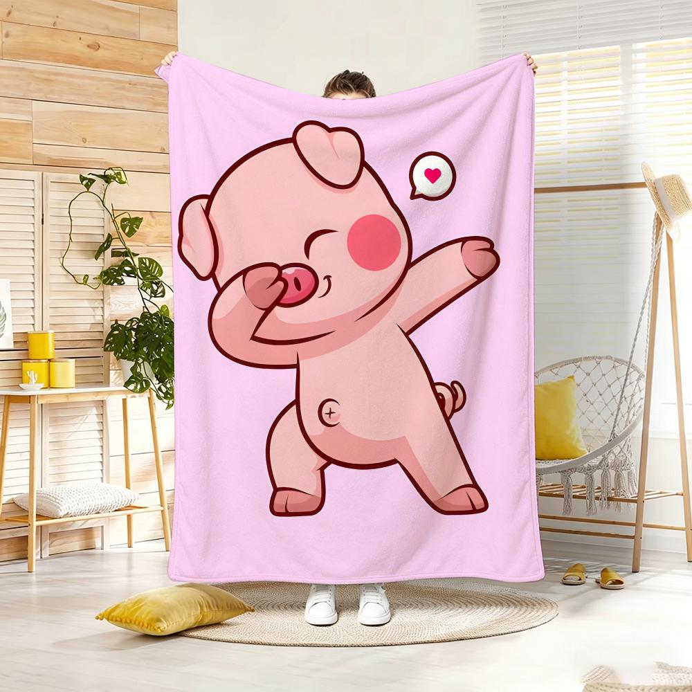 Cartoon Character PPinkS PigS Throw Lightweight G Flannel Blanket Soft Skinfriendly for Summer Cooling