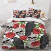 Crow Skeleton Microfiber Bedding Set with Pillowcases,Vintage 3D Printed Quilt Cover with Zipper for Kids Aldults Luxury Gift