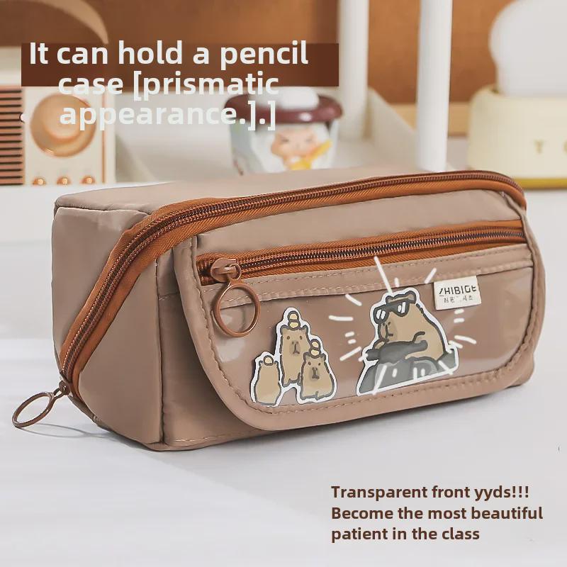 Large-Capacity Transparent Capibara Pencil Case - Cute Cartoon Design