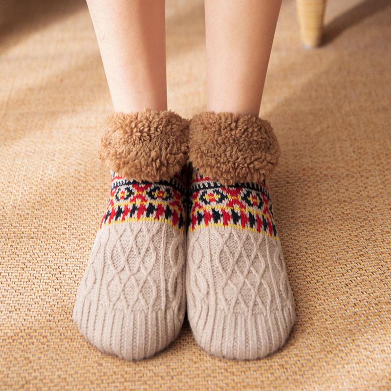 Zimní podlahové ponožky Teplé protiskluzové termoponožky Silné pletené fleecové ponožky Koberec ponožky Domácí ložnicové spací ponožky Pro ženy Muže dárky