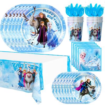 161pcs Party Supplies, Party Tableware Set - Frozen Plates and Napkins Elsa Paper Cup Tablecloth Etc Birthday Party Supplies