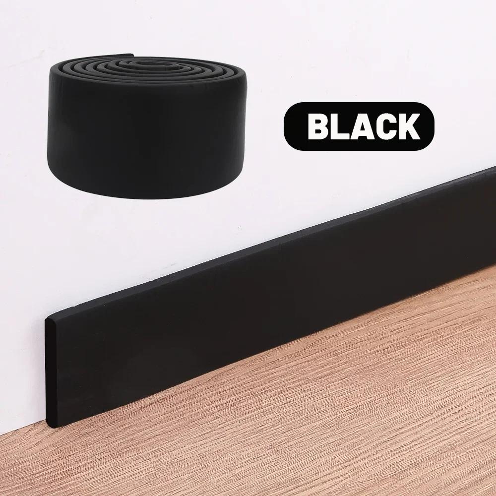 

2/10M Thickened 3D Skirting Line Wall Sticker Self Adhesive Waterproof Anti-collision Decorative Strip Living Room Corner Line 2M (1Roll) чёрный