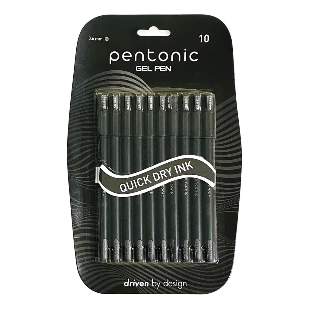 Pentonic 0.7mm Gel Pen & Refill Combo Pack | Black Ink | 10 Pens + 10 Refills for Office, Home & School