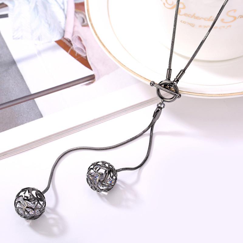 Chic 2021 Korean Style Tassel Ball T Bar Necklace For Women Beautiful Jewelry
