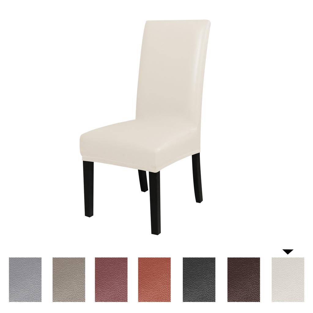 Waterproof PU Leather Dining Chair Covers, Stretch Oilproof Parsons Chair Slipcovers Removable Washable Kitchen Chair Protector for Dining Room