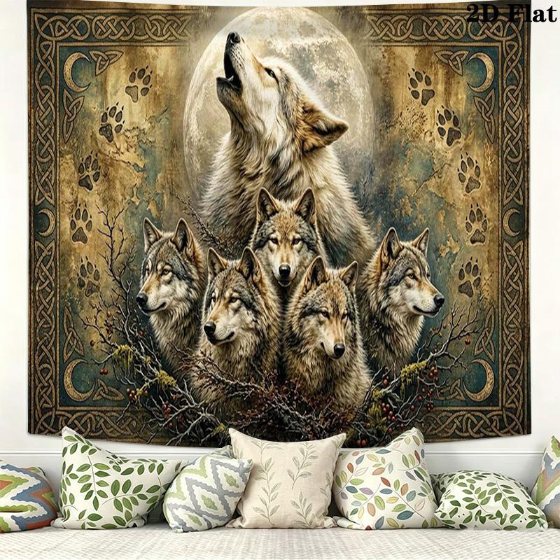 Wolf Art Wall Tapestry Aesthetic Wall Hanging Printed Fabric Blanket Decorative Tapestries for Bedroom Living Room Home Decor