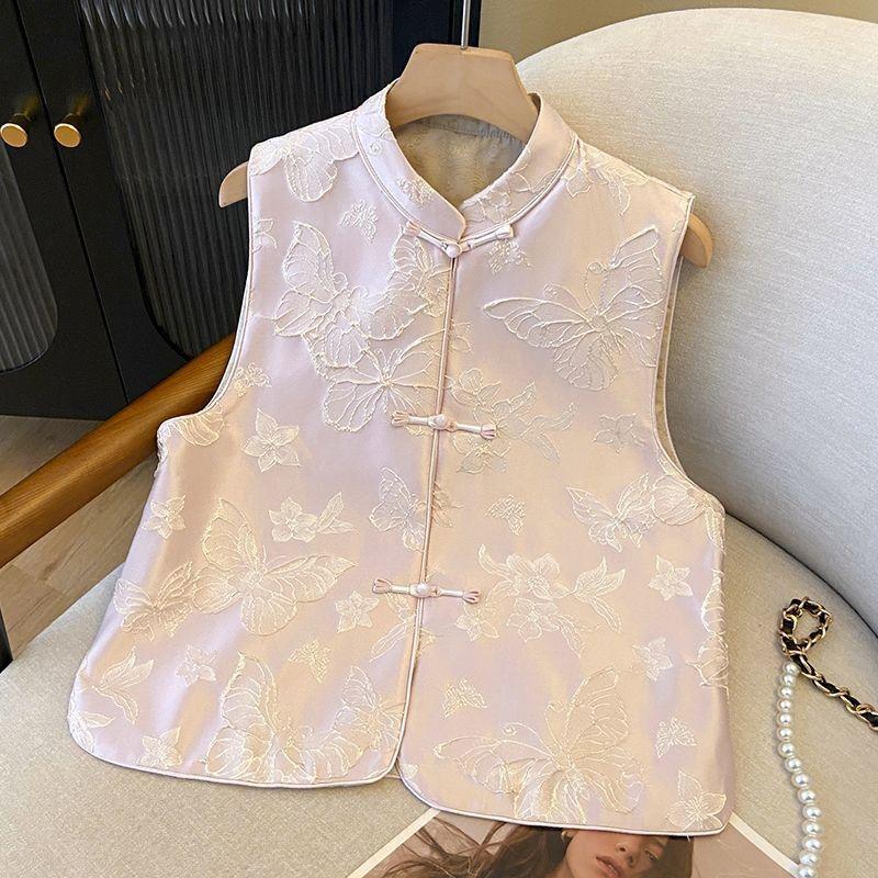 Vest Vest Women's Outer Wear Spring and Autumn Years Improved Buckle Vest Oblique Placket