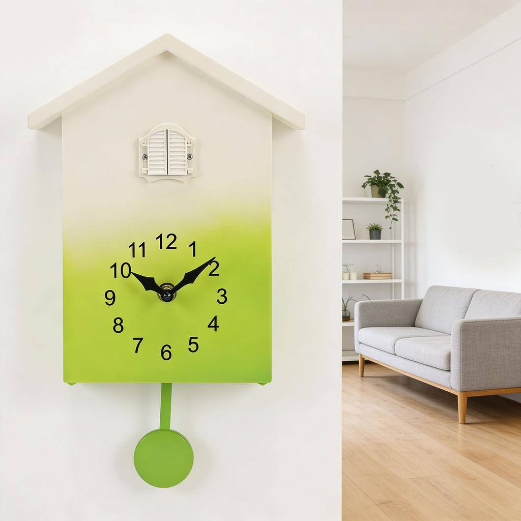 Cuckoo Clock with Cuckoo Bird Voices Modern Battery Operated Hourly Chiming Wall Clock for Study Living Room